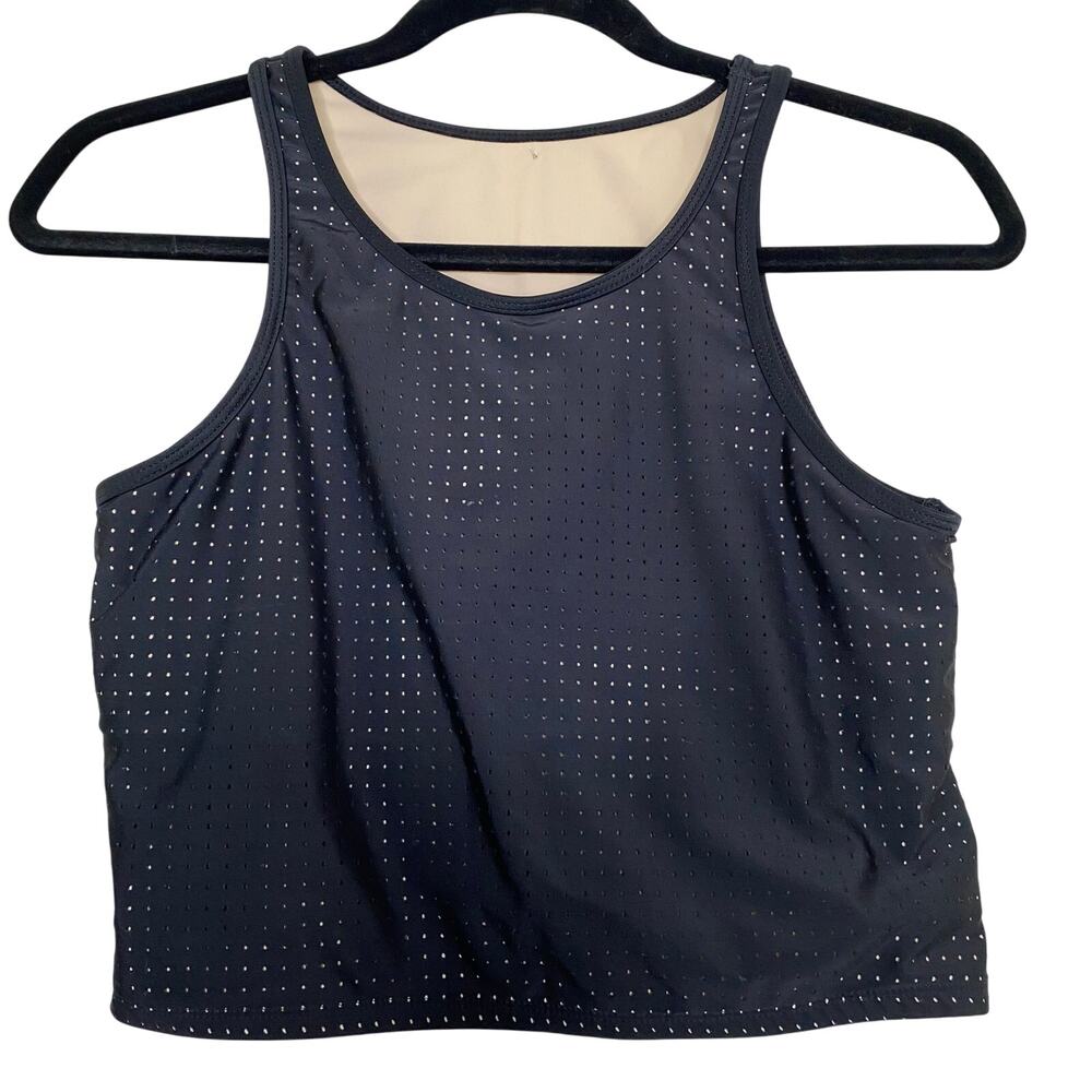 Fabletics Black Valentina Midi Perforated Bikini Top Size Medium